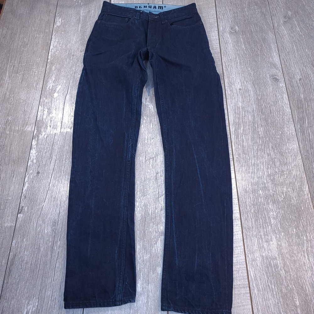 Denham Razor Jeans Men 28x33 Dark Blue Selvedge Slim Fit Indigo Denim - Picture 2 of 11